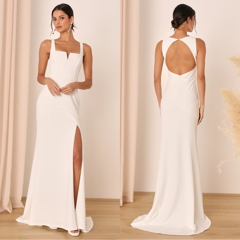 Size XL - Lulus‎ Everlasting Promise White Notched Backless Mermaid Maxi Dress